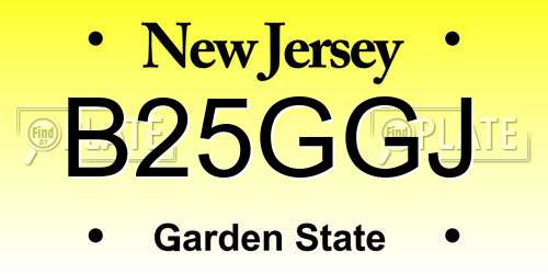 B25GGJ New Jersey License Plate