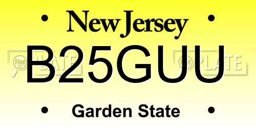 B25GUU New Jersey License Plate