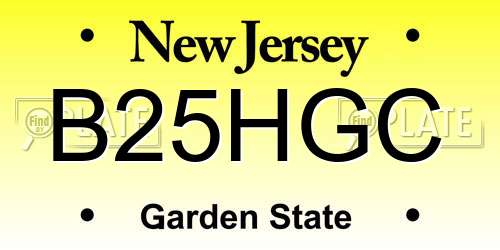 B25HGC New Jersey License Plate