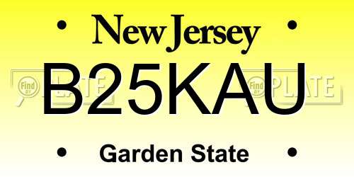 B25KAU New Jersey License Plate