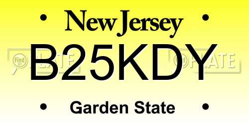 B25KDY New Jersey License Plate
