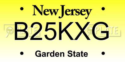 B25KXG New Jersey License Plate