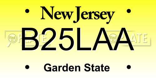 B25LAA New Jersey License Plate