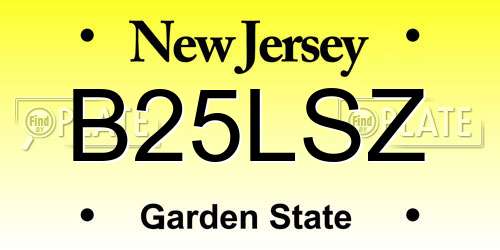 B25LSZ New Jersey License Plate