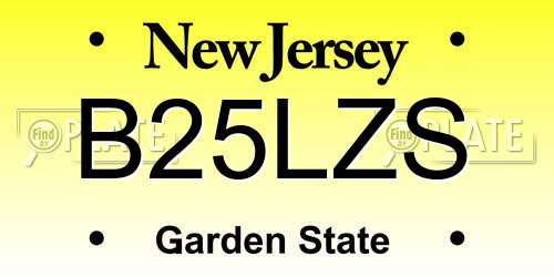 B25LZS New Jersey License Plate