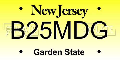 B25MDG New Jersey License Plate