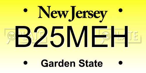B25MEH New Jersey License Plate