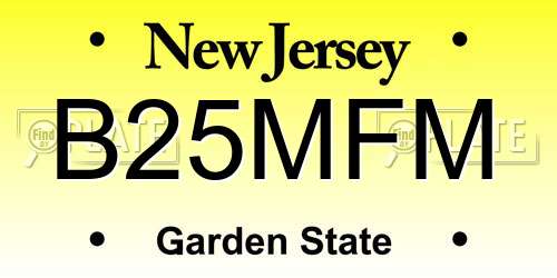 B25MFM New Jersey License Plate