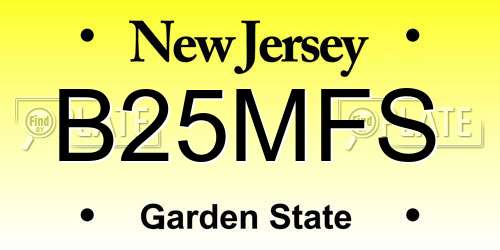 B25MFS New Jersey License Plate
