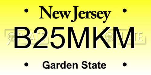 B25MKM New Jersey License Plate