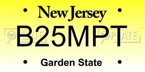 B25MPT New Jersey License Plate
