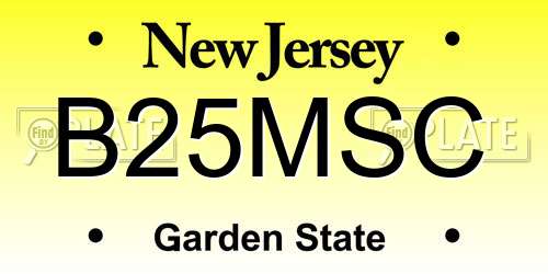 B25MSC New Jersey License Plate