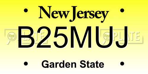 B25MUJ New Jersey License Plate