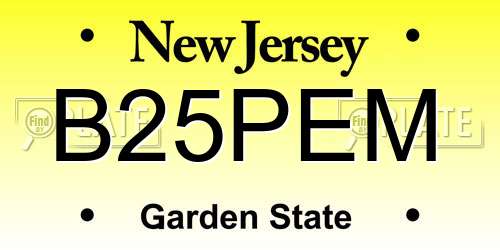 B25PEM New Jersey License Plate
