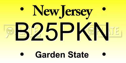 B25PKN New Jersey License Plate