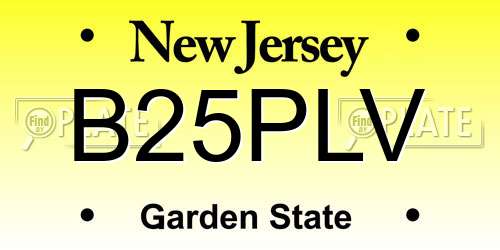 B25PLV New Jersey License Plate