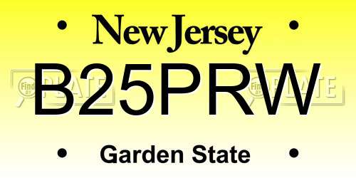 B25PRW New Jersey License Plate