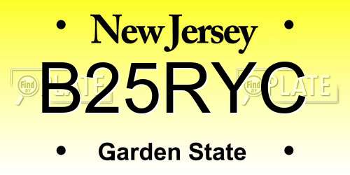 B25RYC New Jersey License Plate