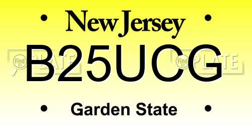 B25UCG New Jersey License Plate