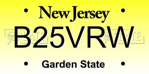 B25VRW New Jersey License Plate