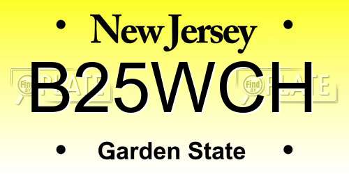 B25WCH New Jersey License Plate