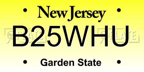 B25WHU New Jersey License Plate