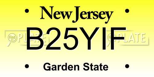 B25YIF New Jersey License Plate