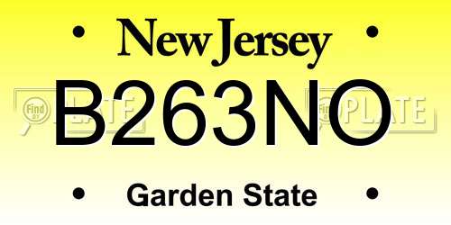 B263NO New Jersey License Plate