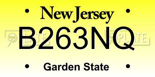 B263NQ New Jersey License Plate