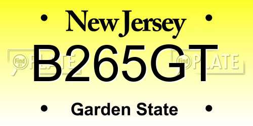 B265GT New Jersey License Plate