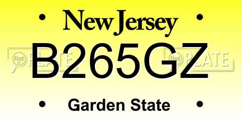 B265GZ New Jersey License Plate
