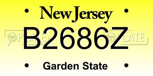 B2686Z New Jersey License Plate