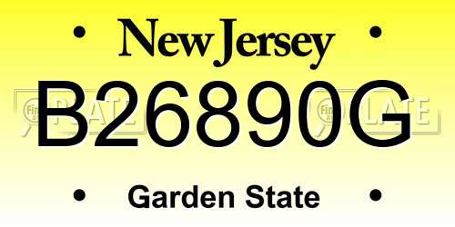 B26890G New Jersey License Plate