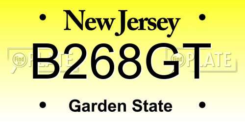 B268GT New Jersey License Plate