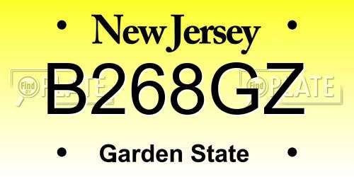 B268GZ New Jersey License Plate