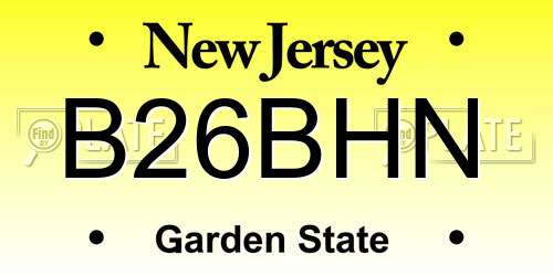 B26BHN New Jersey License Plate