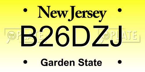 B26DZJ New Jersey License Plate