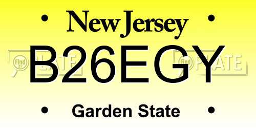 B26EGY New Jersey License Plate