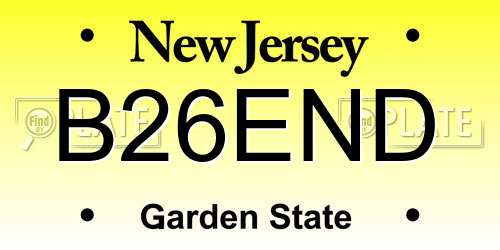 B26END New Jersey License Plate