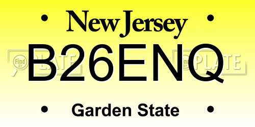 B26ENQ New Jersey License Plate