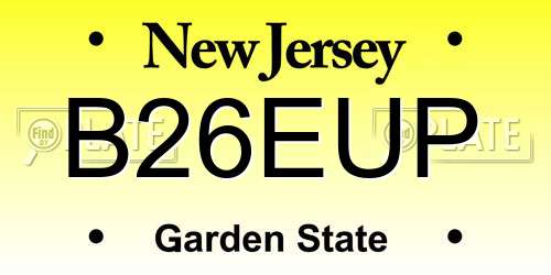 B26EUP New Jersey License Plate