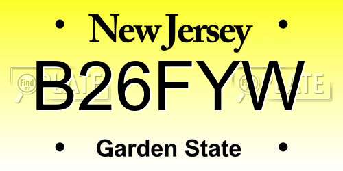 B26FYW New Jersey License Plate