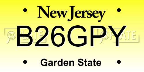 B26GPY New Jersey License Plate