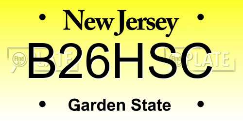 B26HSC New Jersey License Plate
