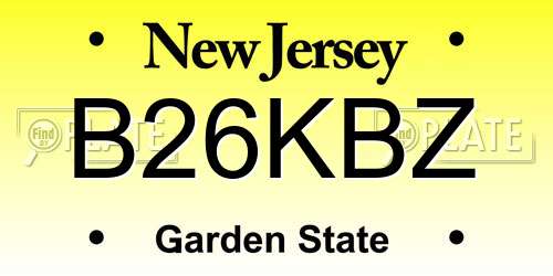 B26KBZ New Jersey License Plate