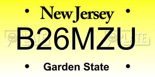 B26MZU New Jersey License Plate