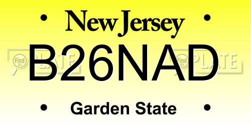 B26NAD New Jersey License Plate