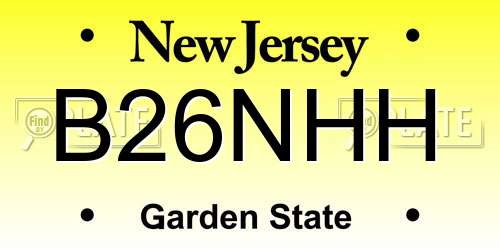 B26NHH New Jersey License Plate