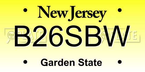 B26SBW New Jersey License Plate