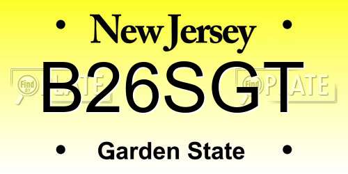 B26SGT New Jersey License Plate